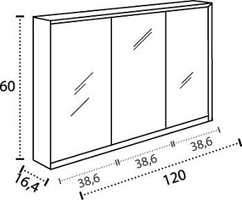 IBX LUXOR, зеркальный шкаф 120 см, 3 двери, цвет пино джексон