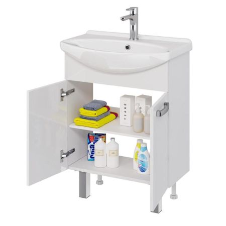 Тумба с раковиной подвесная/напольная Dreja Alda D 65 см, белый, артикул 99-0402-com