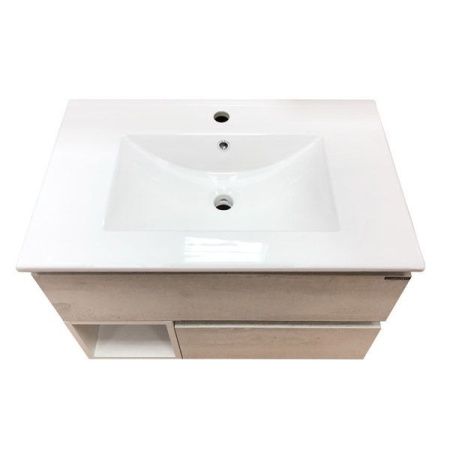 Тумба с раковиной Comforty Турин 75 4147332 подвесная Дуб белый