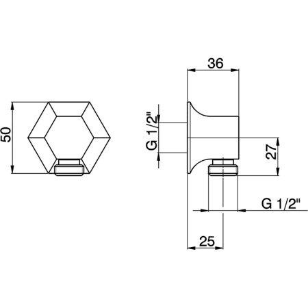 Шланговое подсоединение, Cisal, Chérie, стандарт подвода воды-1/2", цвет-Chrome, артикул CE01700021