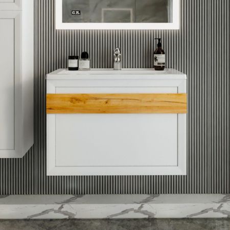 Тумба под раковину подвесная Бриклаер БЕРЛИН белый , 80 см, артикул 4627125416088