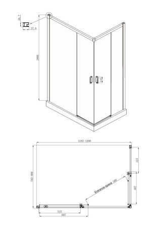 Душевой уголок Ambassador Queen Black 11011205L-ST8, прямоугольный, линейный трап, 120х80