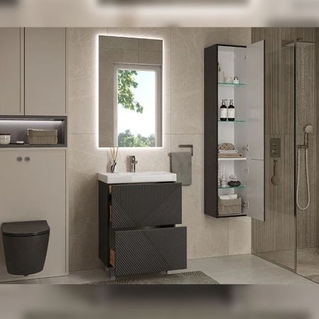 Тумба под раковину напольная Velvex Edge tn.EDG.9696.60.2Y графит, 60 см, артикул tn.EDG.9696.60.2Y графит