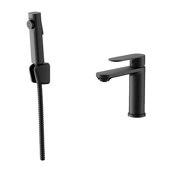 Смеситель для раковины с гигиеническим душем Maretti Florenza Black FLG32RF28, черный
