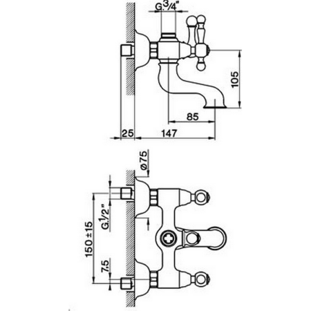 CISAL Arcana America Смеситель для ванны без душевого комплекта, цвет хром, артикул AA00013021