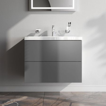 M90FHX07522GM GEM, База под раковину, подвесная, 75 см, 2 ящика push-to-open, графит матовый, артикул M90FHX07522GM
