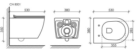 Подвесной унитаз PEARL (безободковый) CN8001, артикул CN8001