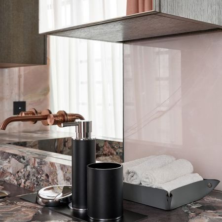 ADJ Стакан для зубных щеток, D7xH10 см., цвет: черный/хром, артикул 4941.01/03