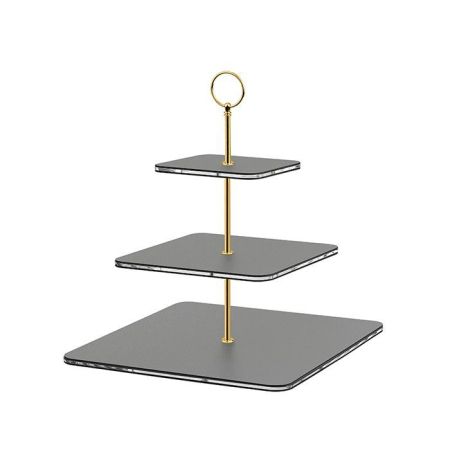 ADJ Сервировочная стойка, 30x30xH35 см.,ручка Круглая, цвет: серый, фурнитура золото