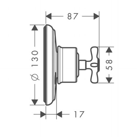 AX Montreux Встраиваемый запорный/переключающий вентиль Trio/Quattro , ¾ (внешняя часть), цвет: шлифованный никель, артикул 16830820
