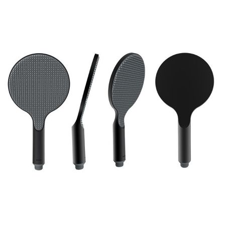 Ручной душ, Bossini, APICE, размер душевого диска, мм-140, форма-круглая, количество режимов-1, тип струи-широкая дождевая струя, материал-ABS пластик, с аэратором из термопластичной резины, Easy-Clean, цвет-чёрный матовый, артикул B00900.073