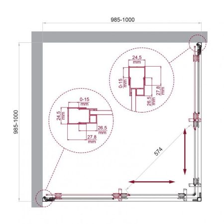 LUCE-A-2-90-C-Cr Душевой уголок, артикул LUCE-A-2-90-C-Cr