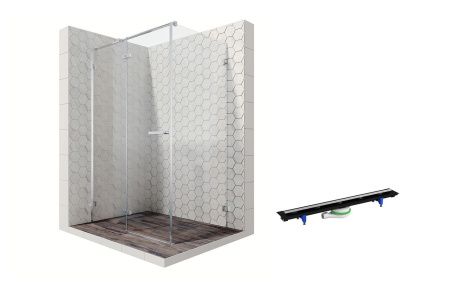 Душевой уголок Ambassador Abner 10011104L-PR1, прямоугольный, линейный трап, 120х90