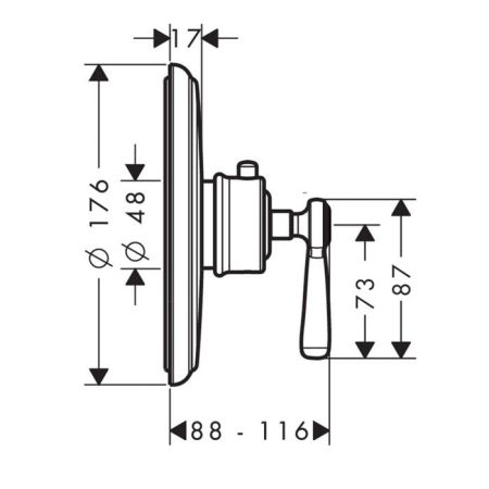 AX Montreux Термостат 43 л / мин, встраиваемый, СМ (рычажные рук.), цвет: полированное золото, артикул 16823990