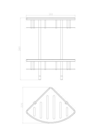 Полка для ванной 2-х ярусная угловая WONZON & WOGHAND, Хром (WW-4142), артикул WW-4142