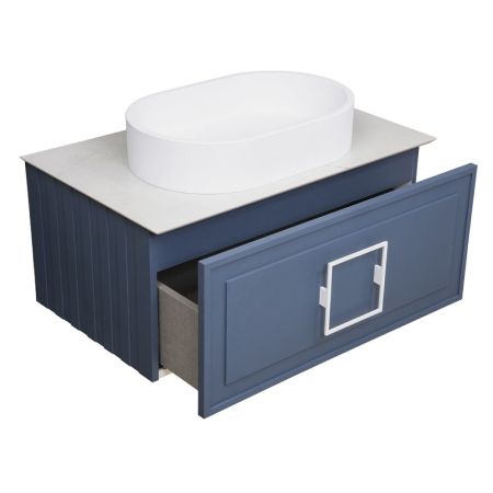 Тумба под раковину подвесная La Fenice Cubo FNC-01-CUB-BG-90, синяя, артикул FNC-01-CUB-BG-90