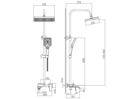 Душевая система Haiba HB24575-5, брашированное золото, артикул HB24575-5