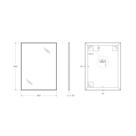 Зеркало в алюминиевой раме SPC-AL-500-800 Nero, 500x20x800, артикул SPC-AL-500-800 Nero