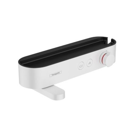 Смеситель для ванны и душа, Hansgrohe, ShowerTablet Select, на 2 потребителя, CoolContact-предотвращает нагрев корпуса, тип открывания воды-нажимной (кнопка Select включения / выключения), тип регулирования воды-термостатический картридж, монтаж-настенный, артикул 24340700