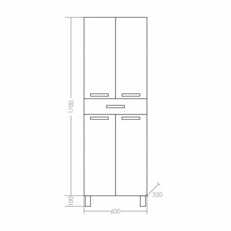Шкаф-пенал СаНта Нептун 60, 530002, универсальной установки, артикул 530002