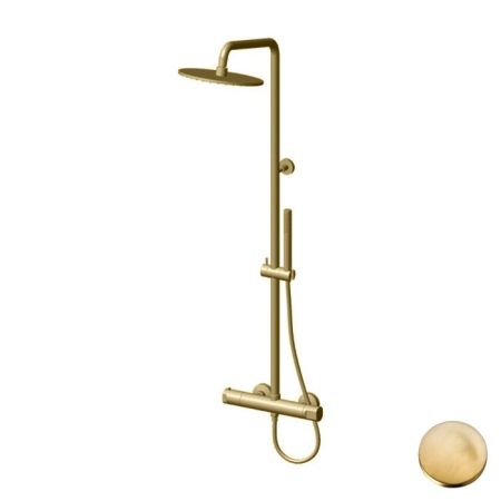 Gattoni Комплект для душа: термостатический смеситель, душевая стойка, душевая лейка 250мм, ручной душ, цвет ORO BRUSH, артикул KIT/TS60SG