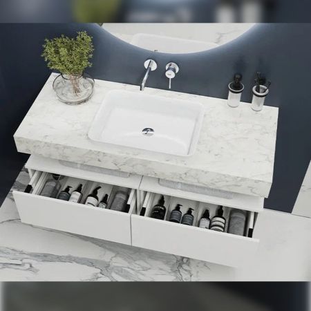 Тумба подвесная без столешницы Velvex Unit tp.UNI.60.1Y белый глянец, 60 см, артикул tp.UNI.60.1Y белый глянец