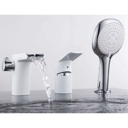 Смеситель на борт ванны D&K Berlin Steinbeis DA1434216 Хром Белый, артикул DA1434216