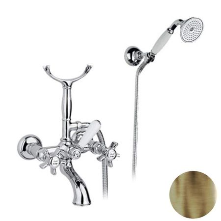 Nicolazzi Dames Anglaises Смеситель настенный для ванны с 2мя ручками, с переключателем ванна/душ, + комплект руч. душа, цвет: Bronze Plated, артикул 1402BZ18