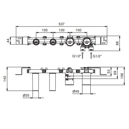 FANTINI Внутренняя часть смесителя для ванны, переключатель на 2 источника, 1/2", артикул 44 00 R021A
