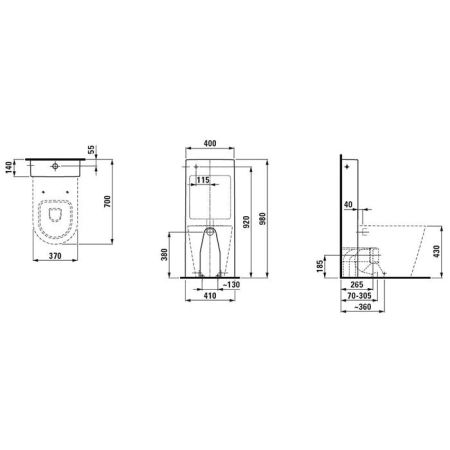 Laufen Kartell Бачок напольный для приставного унитаза с механизмом слива, подвод воды слева вверху цвет: белый, артикул 8.2866.1.000.981.1 (ст. арт. 8.2866.1.000.881.1)