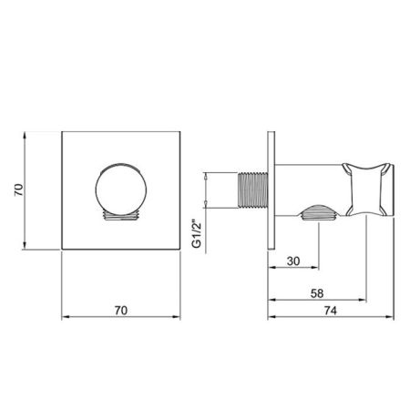 Шланговое подсоединение, Almar, Showers Accessories, держатель-в комплекте, стандарт подвода воды-1/2", цвет-Brushed PVD High Brass, артикул E095039.HB