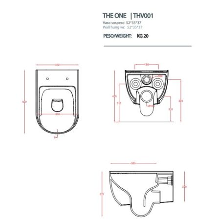 Artceram The One Унитаз подвесной Rimless 35x52 см, цвет foresta, артикул THV001 43 00 Акция