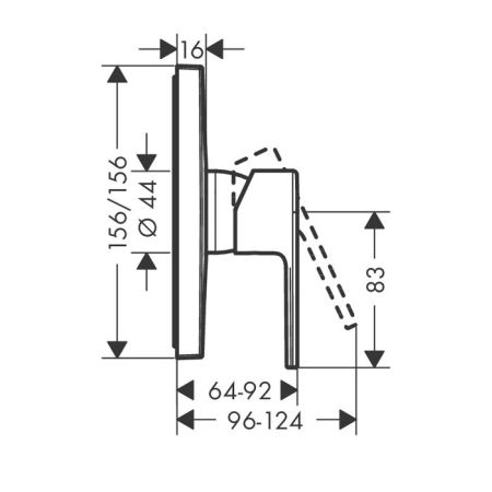 HG Vernis Shape Встраиваемый смеситель для душа на 1 источник, внешняя часть, цвет: хром