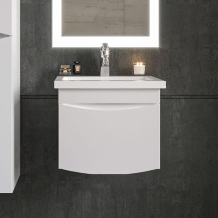 Тумба под раковину Бриклаер Вега 50 подвесная Белый глянец, артикул 4627125414046
