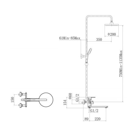 Душевая система FASHUN A52420, сатин