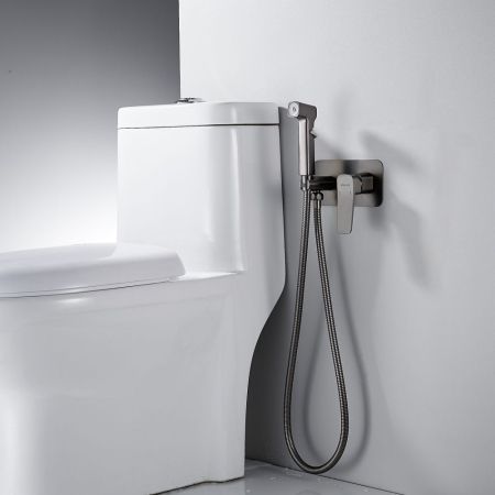 Гигиенический душ со смесителем Shevanik S9905T, оружейная сталь