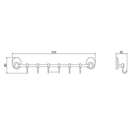 Планка с крючками для полотенец FASHUN A1615-6, хром