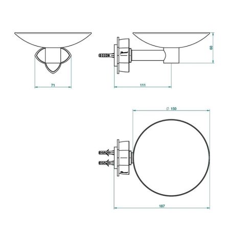 THG PETALE DE CRISTAL ROUGE Мыльница металлическая ø150 мм., подвесная, цвет хром, артикул U6C-A02-546GM