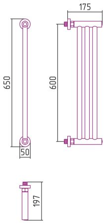 Полотенцесушитель водяной "Хорда ПП" 600х195 (Матовое ЗОЛОТО), артикул 032-4124-0600