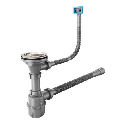 Сифон бутылочный IDDIS Optima Home 3.1/2x40мм, с выпуском, гофротрубой и переливом (900CVG0P10VD), артикул 900CVG0P10VD