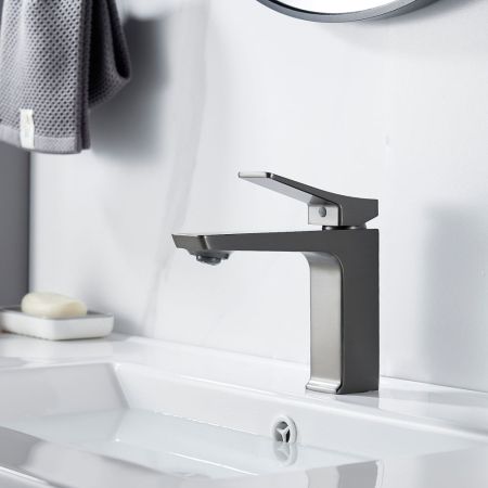 Смеситель для раковины Shevanik S4401T, оружейная сталь