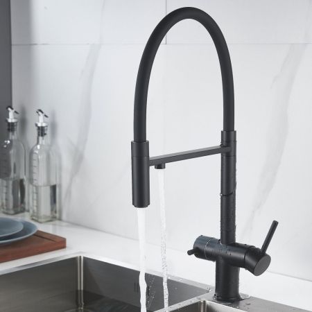 Смеситель для кухни с подключением фильтра Shevanik S178H, черный