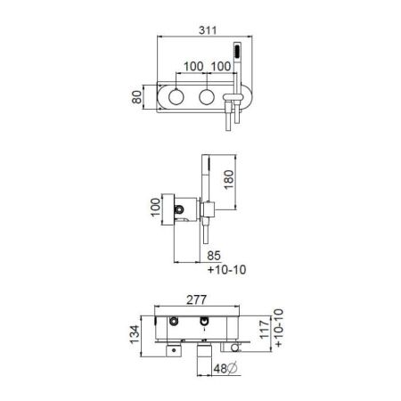 Внутрення часть, Carimali, для термостатического смесителя на 2 потока, артикул W5100