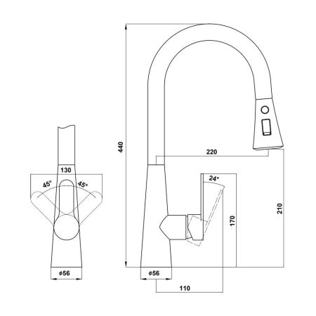 Смеситель для кухни с выдвижным изливом Florentina ВИТА 313.29Н.1223.107, песочный