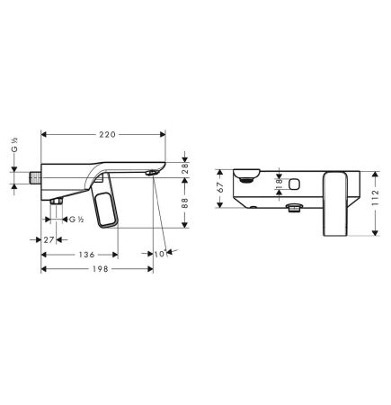 AX Urquiola Смеситель для ванны, однорычажный, настенный, цвет: хром, артикул 11420000
