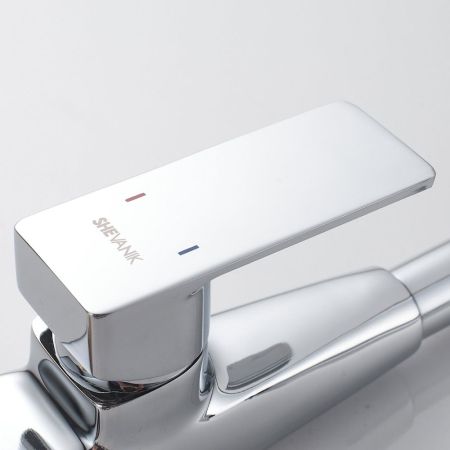 Смеситель для кухни с гибким изливом Shevanik S543-9, хром/серый