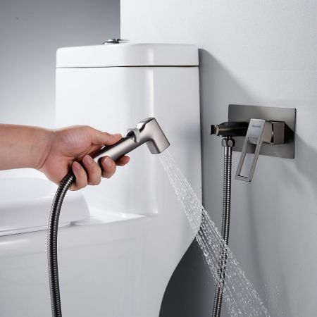 Гигиенический душ со смесителем Shevanik S6805T, оружейная сталь