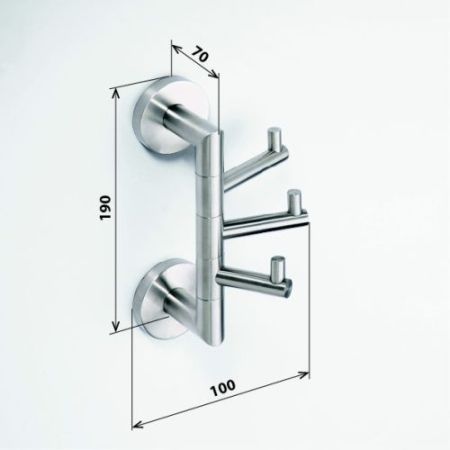 Крючок NEO тройной поворотный  55х190x110 мм, матовый хром, артикул 104206075