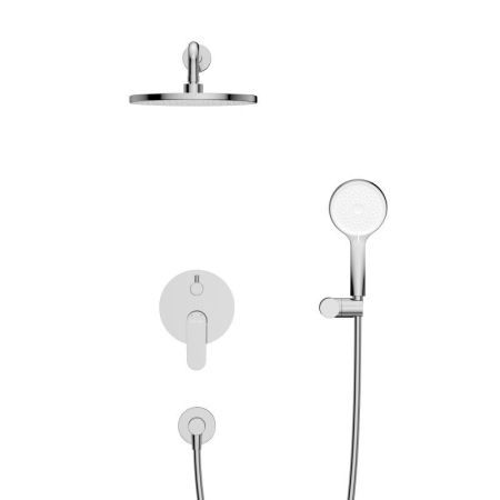 STYLUS-DSET-IN Душевой комплект встраиваемый (смеситель встраиваемый, верхний душ, ручной душ со шлангом, штуцер с держателем), сатин, артикул STYLUS-DSET-IN