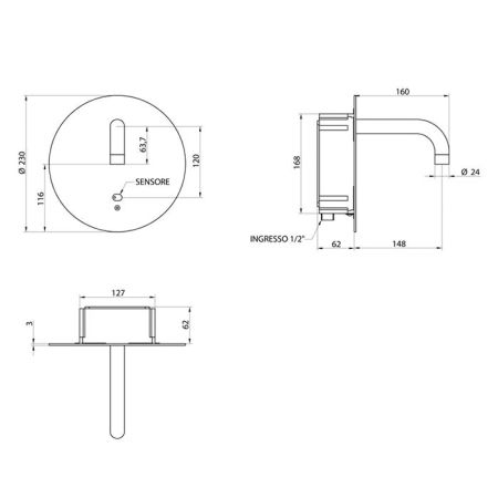Bongio Elettronici Встраиваемый излив, цвет хром, артикул 46992CREL